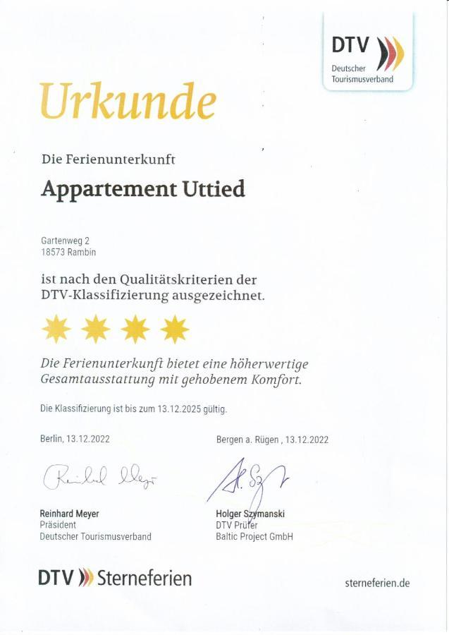 Appartement Uttied Mit Terrasse Und Garten - 4 Sterne Dtv Rambin エクステリア 写真